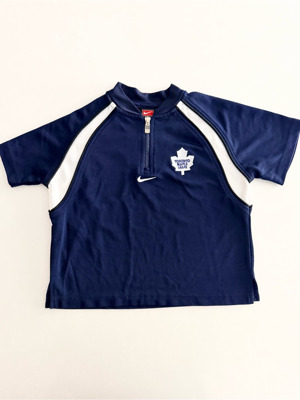 Vintage Nike Team Kids Toronto Maple Leafs 1/4 Zip Short Sleeve Jersey • Size 6X